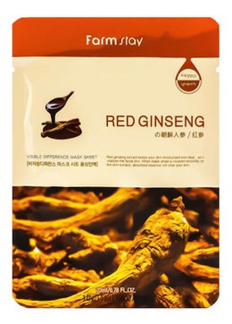 МАСКА ТКАНЕВАЯ ДЛЯ ЛИЦА С ЭКСТРАКТОМ КРАСНОГО ЖЕНЬШЕНЯ VISIBLE DIFFERENCE MASK SHEET RED GINSENG,23м 1FS1997 - фото 1171