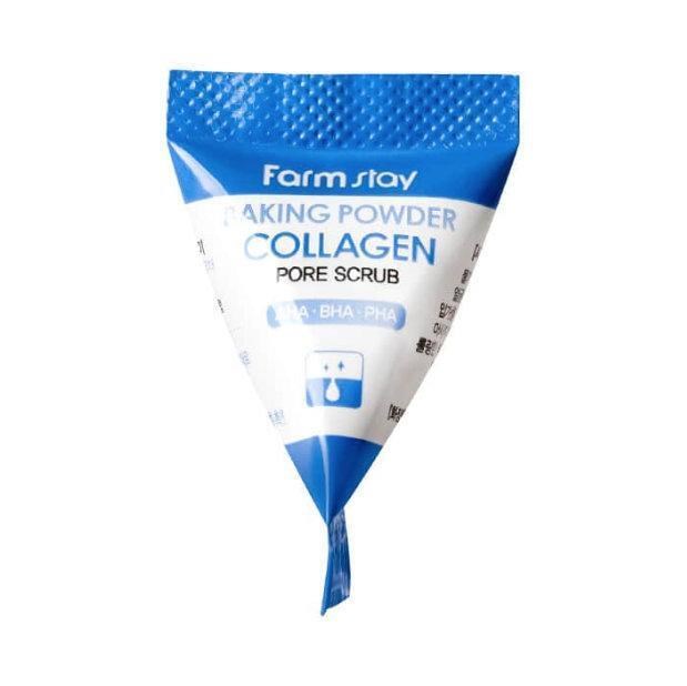 Скраб в пирамидках для очищения пор с содой Baking Powder Collagen Pore Scrub FarmStay 1FS7888 - фото 1190