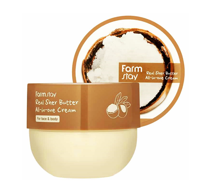 КРЕМ ДЛЯ ЛИЦА И ТЕЛА С ЭКСТРАКТОМ МАСЛА ШИ REAL SHEA BUTTER ALL - IN - ONE CREAM FARMSTAY 300мл 1FS2962 - фото 1222